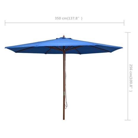 Parasol met houten paal 350 cm blauw 8719883744667 6