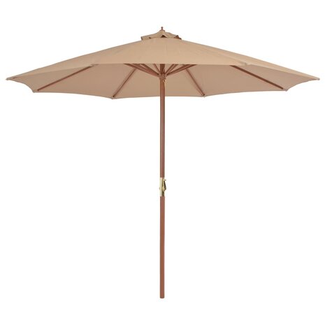 Parasol met houten paal 300 cm taupe 8718475697350 1