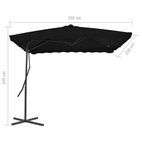 Parasol met stalen paal 250x250x230 cm zwart 8720286114926 6