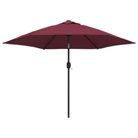 Parasol met LED-verlichting en stalen paal 300 cm bordeauxrood 8720286164389 2