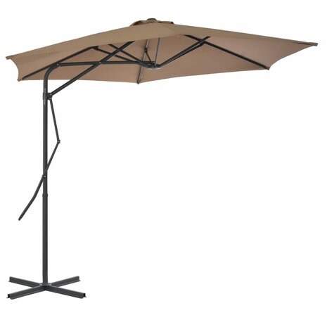 Parasol met stalen paal 300 cm taupe 8718475711407 2