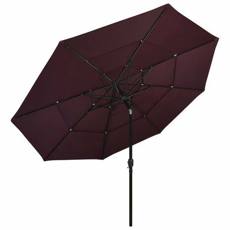 Parasol 3-laags met aluminium paal 3,5 m bordeauxrood 8720286165621 2