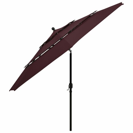 Parasol 3-laags met aluminium paal 3,5 m bordeauxrood 8720286165621 3