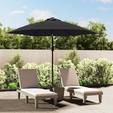 Parasol met LED-verlichting en stalen paal 300 cm zwart 8719883744612 1