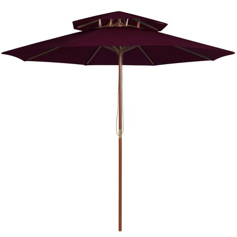 Parasol dubbeldekker met houten paal 270 cm bordeauxrood 8720286164464 1