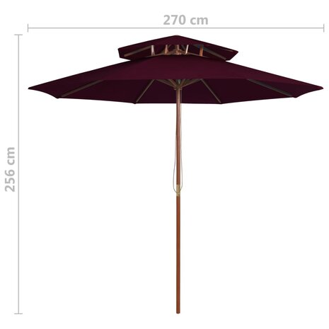 Parasol dubbeldekker met houten paal 270 cm bordeauxrood 8720286164464 6