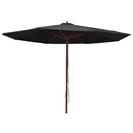 Parasol met houten paal 350 cm zwart 8719883744650 1