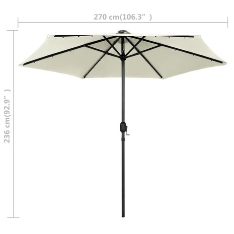 Parasol met LED-verlichting en aluminium paal 270 cm zandwit 8719883763613 6