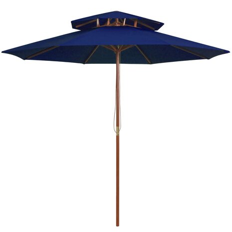 Parasol dubbeldekker met houten paal 270 cm blauw 8720286164495 1