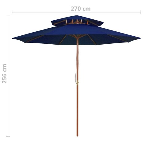 Parasol dubbeldekker met houten paal 270 cm blauw 8720286164495 6