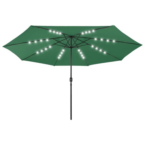 Parasol met LED-verlichting en metalen paal 400 cm groen 8720286115077 2