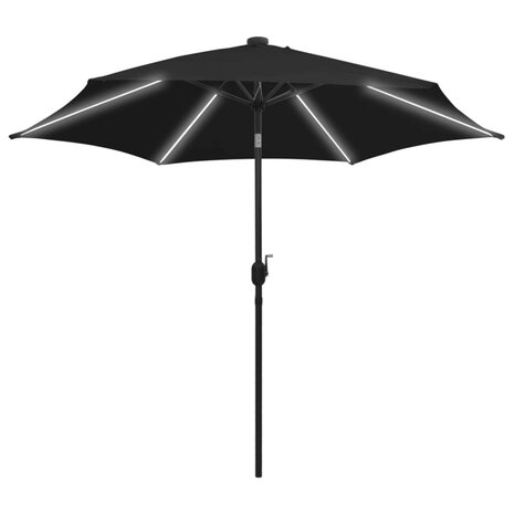 Parasol met LED-verlichting en aluminium paal 300 cm zwart 8719883763743 2