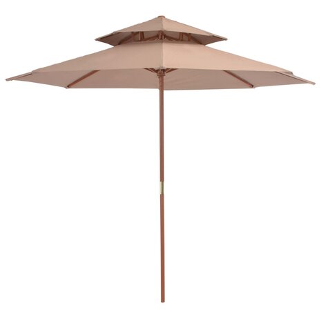 Parasol dubbeldekker met houten paal 270 cm taupe 8718475697596 1