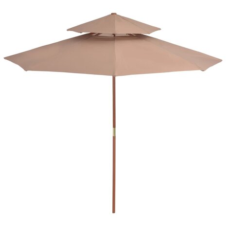 Parasol dubbeldekker met houten paal 270 cm taupe 8718475697596 2