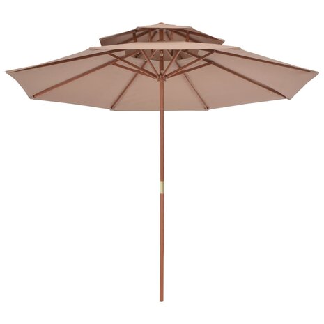 Parasol dubbeldekker met houten paal 270 cm taupe 8718475697596 3