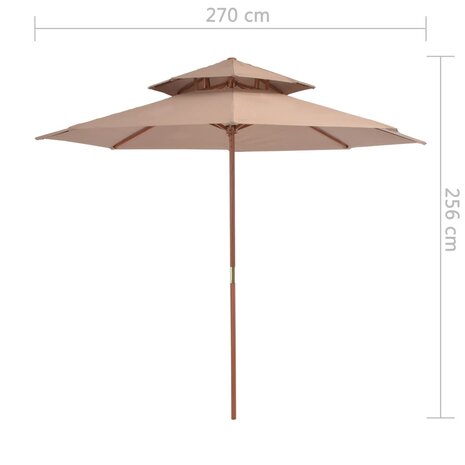 Parasol dubbeldekker met houten paal 270 cm taupe 8718475697596 8