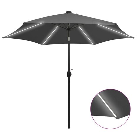 Parasol met LED-verlichting en aluminium paal 300 cm antraciet 8719883763705 1