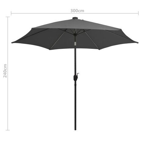 Parasol met LED-verlichting en aluminium paal 300 cm antraciet 8719883763705 8