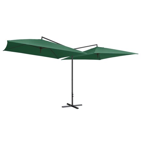 Parasol dubbel met stalen paal 250x250 cm groen 8719883763286 2