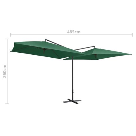 Parasol dubbel met stalen paal 250x250 cm groen 8719883763286 6