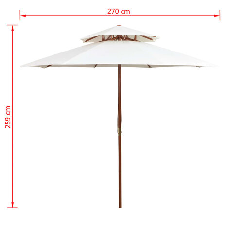 Dubbeldekker parasol 270x270 cm houten paal crèmewit 8718475505525 6