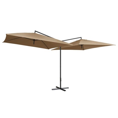 Parasol dubbel met stalen paal 250x250 cm taupe 8719883763316 2