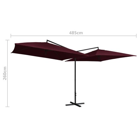 Parasol dubbel met stalen paal 250x250 cm bordeauxrood 8719883763323 5