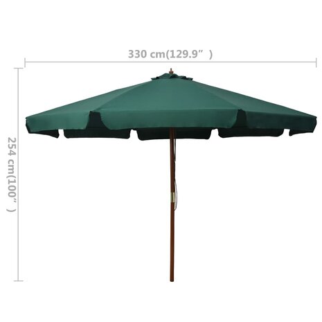 Parasol met houten paal 330 cm groen 8719883745404 5