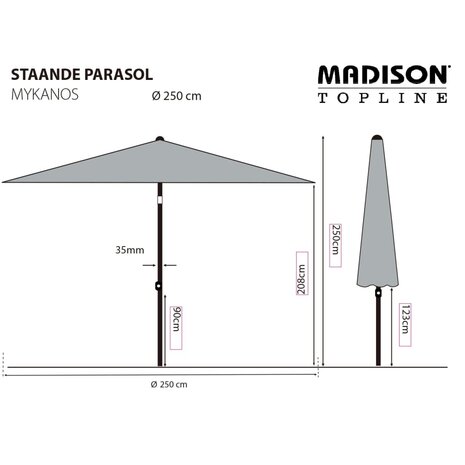 Madison Parasol Mykanos 250 cm groen 8713229052041 6