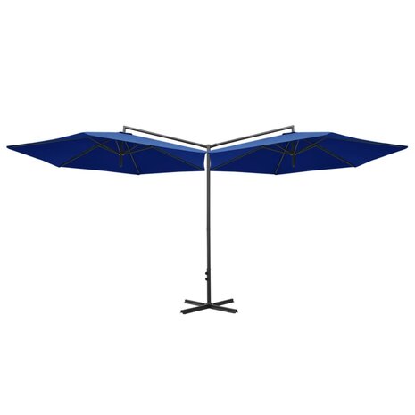 Parasol dubbel met stalen paal 600 cm azuurblauw 8720286115459 3