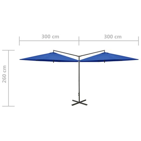 Parasol dubbel met stalen paal 600 cm azuurblauw 8720286115459 8