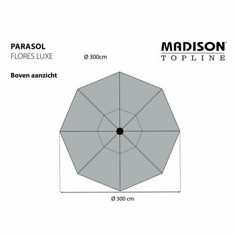 Madison Parasol Flores Luxe rond 300 cm grijs 8713229247508 8