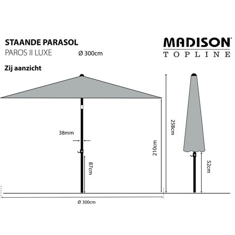 Madison Parasol Paros II Luxe 300 cm lichtgrijs 8713229046392 6