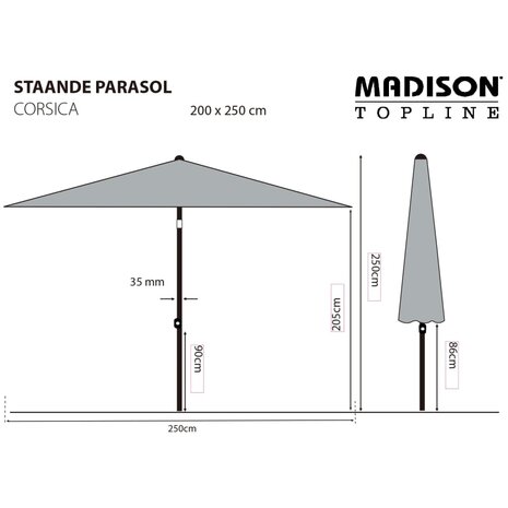 Madison Parasol Corsica 200x250 cm taupe 8713229052300 6