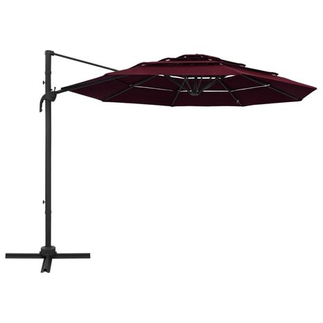 Parasol 4-laags met aluminium paal 3x3 m bordeauxrood 8720286165140 2