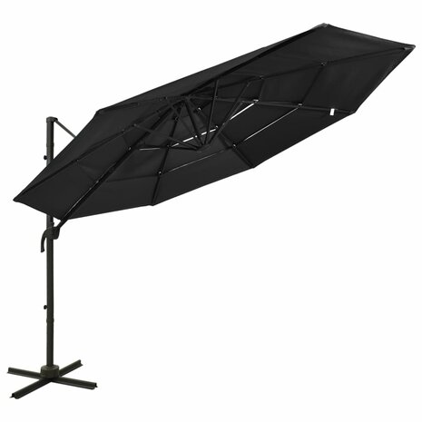 Parasol 4-laags met aluminium paal 3x3 m zwart 8720286165164 1