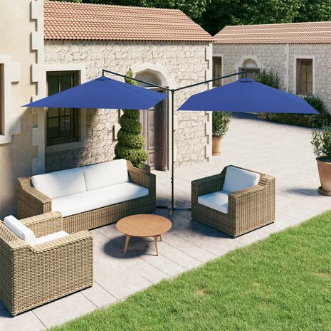 Parasol dubbel met stalen paal 600x300 cm azuurblauw 8720286115374 1