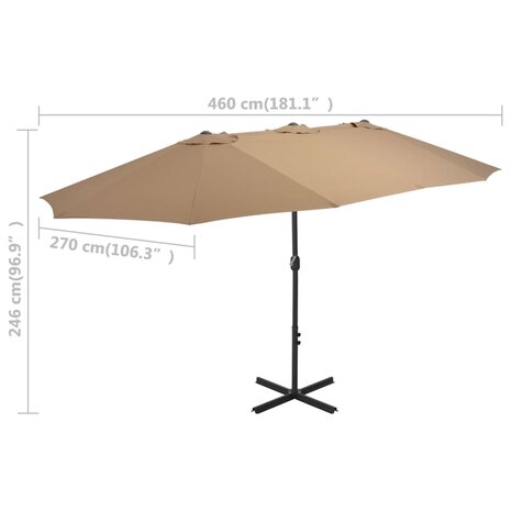 Parasol met aluminium paal 460x270 cm taupe 8718475711223 8