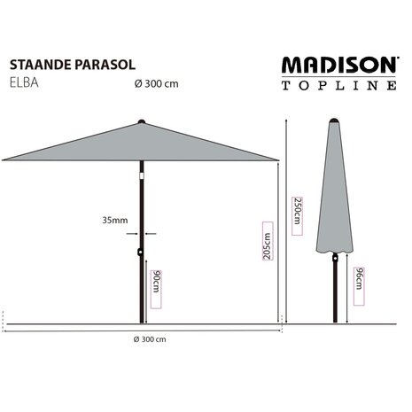 Madison Parasol Elba 300 cm groen 8713229052119 6