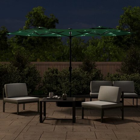 Parasol dubbel met LED&apos;s 316x240 cm groen 8720845748548 3