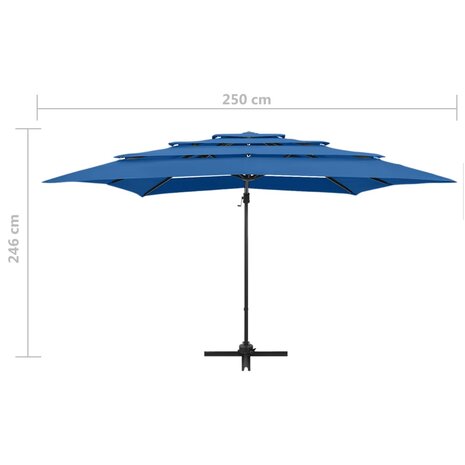 Parasol 4-laags met aluminium paal 250x250 cm azuurblauw 8720286165096 9