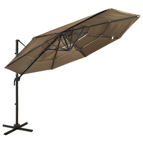 Parasol 4-laags met aluminium paal 3x3 m taupe 8720286165133 1