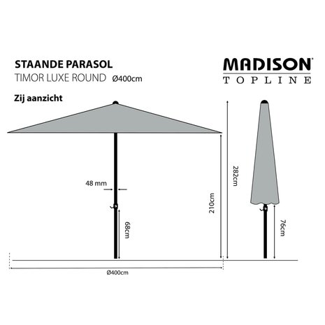 Madison Parasol Timor Luxe 400 cm taupe PAC8P015 8713229247690 5