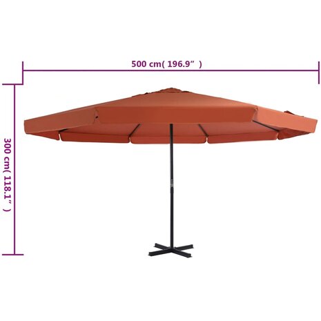 Parasol met aluminium paal 500 cm terracottakleurig 8718475626060 7