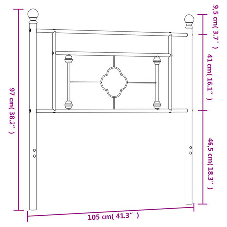 Hoofdbord 100 cm metaal wit 8721012249509 7