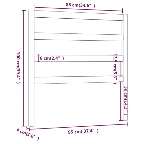 Hoofdbord 95x4x100 cm massief grenenhout 8720287207290 6