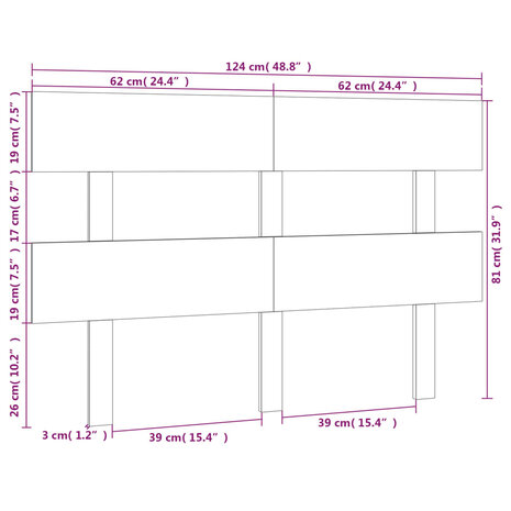 Hoofdbord 124x3x81 cm massief grenenhout zwart 8720287009450 6