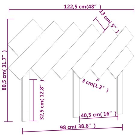 Hoofdbord 122,5x3x80,5 cm massief grenenhout 8720287010913 6