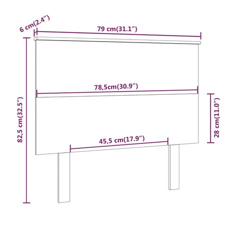 Hoofdbord 79x6x82,5 cm massief grenenhout zwart 8720287010302 6