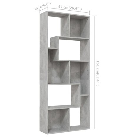 Boekenkast 67x24x161 cm bewerkt hout betongrijs 8719883915838 11